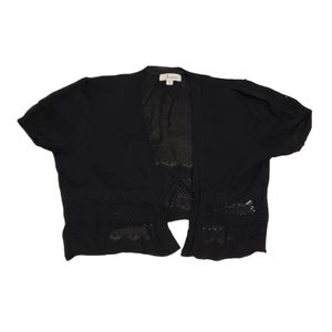 Jessica Cropped Black Open Knit Cardigan